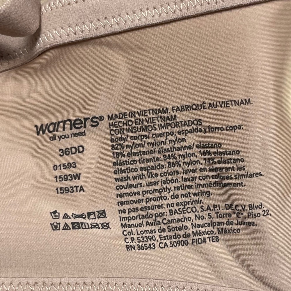 Warners This Is Not A Bra Cushioned Underwire Full Coverage Bra 36DD Nude 1593W - Picture 5 of 8